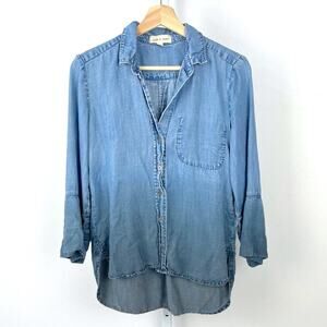 Cloth & Stone Size XS Chambray Button Down Shirt Ombre Blue Tencel